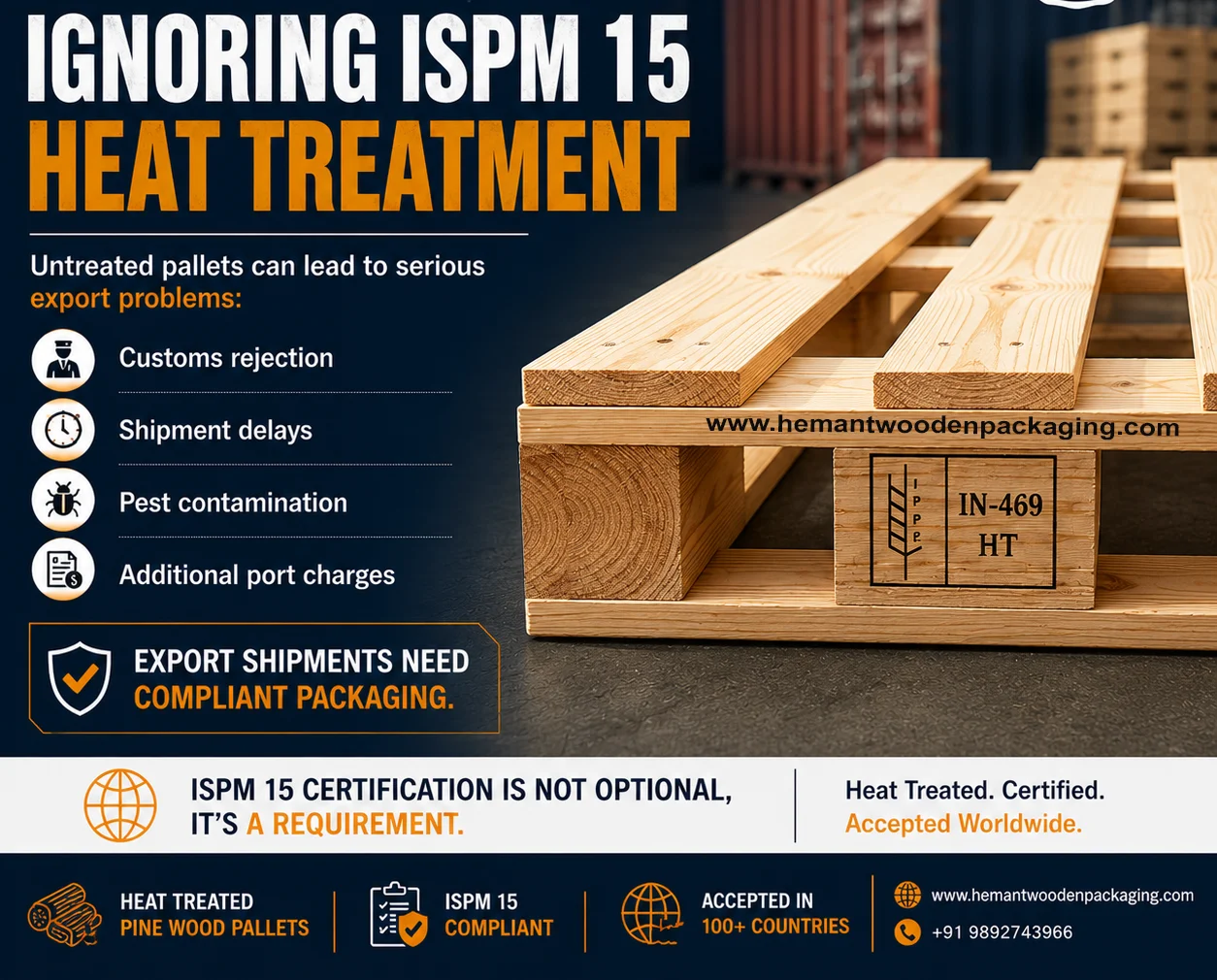 ISPM 15 heat treated wooden pallets for export