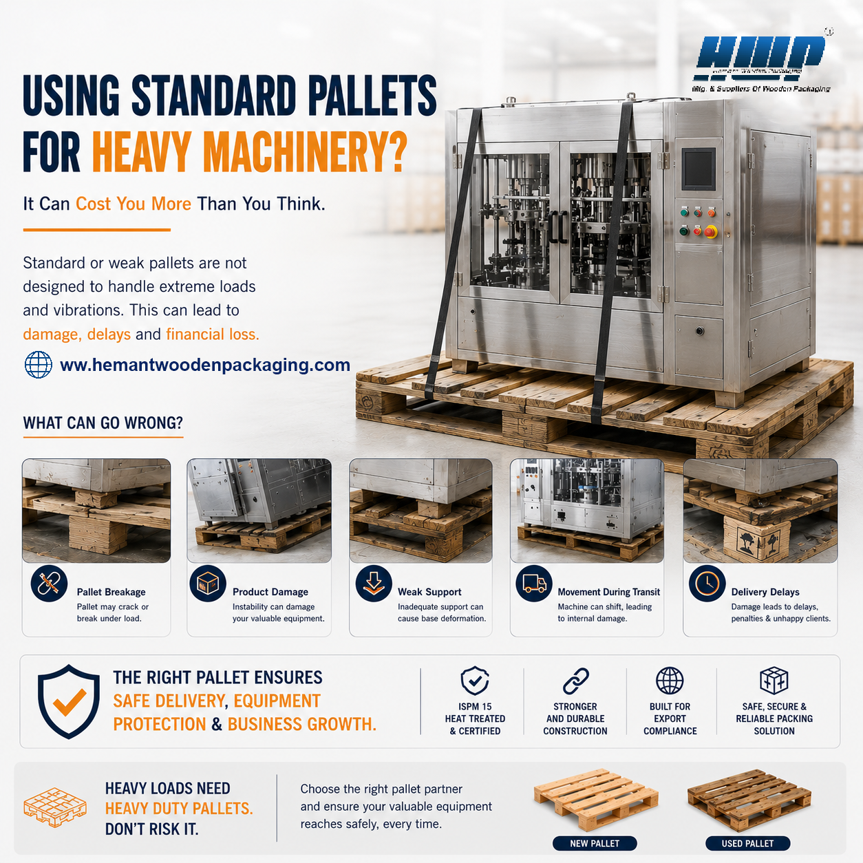 heavy machinery wooden pallet packaging