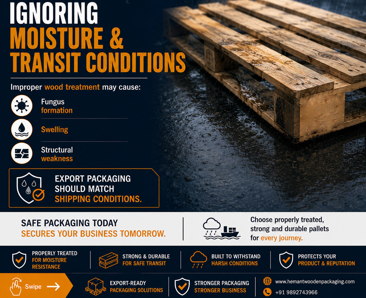 moisture resistant wooden pallets for export shipment